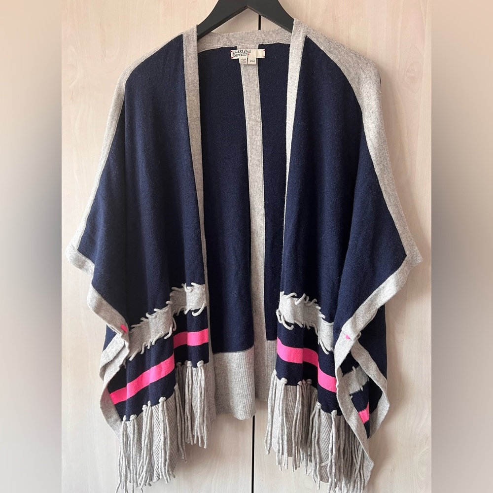 Label & Thread Ashley Cashmere & Wool Knit Poncho campfire cozy wrap